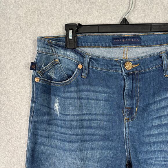 Rock Republic Jeans Womens 12 Kasandra Bootcut Mid Rise Stretch Fade Dark Y2K - Picture 4 of 14